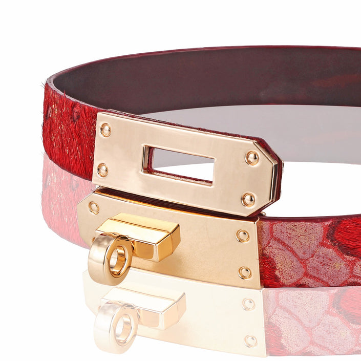 Redmoon-Leather Choker In Scarlet