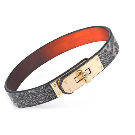Cinnabar-Heat Reactive Embossed Leather